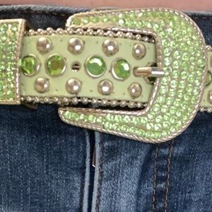 Beautiful Green Rhinestones Belt 40" long - Woman